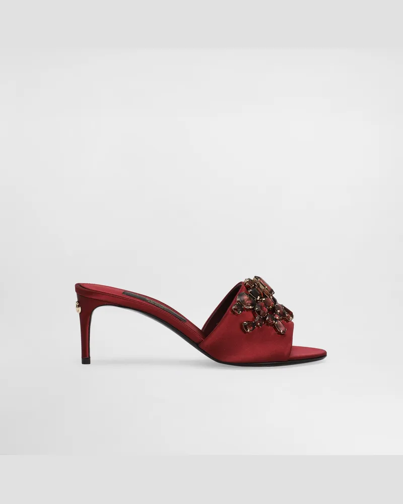Dolce & Gabbana Satin Mules With Gemstone Embellishment - Frau Pantoletten Und Mules Rot Rot