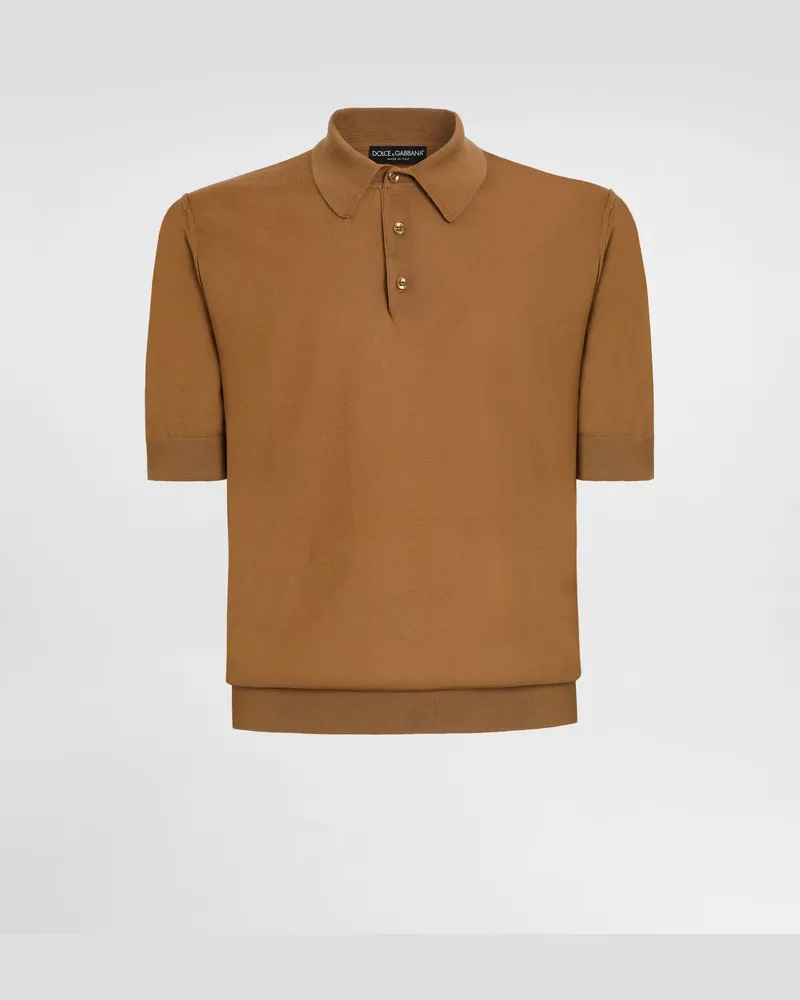 Dolce & Gabbana Polohemd Aus Fein Gestricktem Kaschmir - Mann Strickwaren Brown Brown