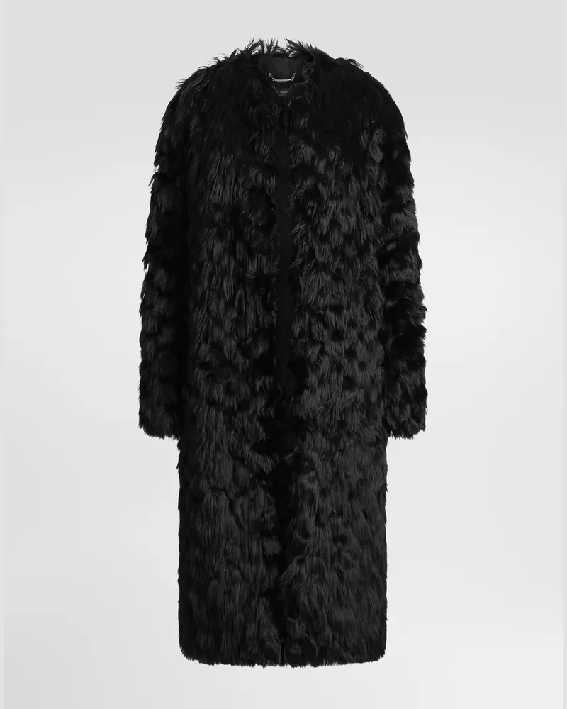 Dolce & Gabbana Mantel Aus Shearling - Frau Collection Schwarz Schwarz