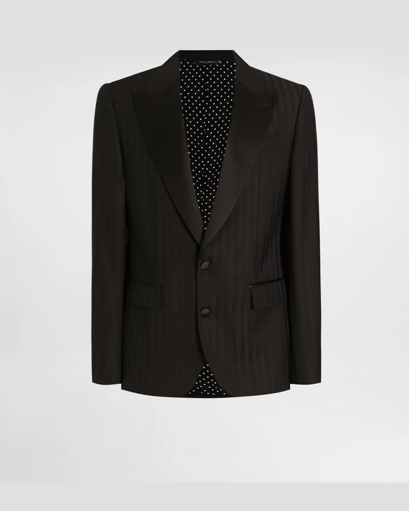 Dolce & Gabbana Pekin Wool Jacquard Single-breasted Sicilia Light Jacket - Mann Anzüge Und Blazer Schwarz Black