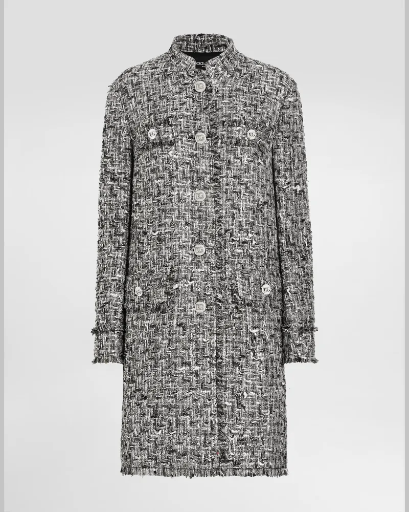 Dolce & Gabbana Einreihiger Mantel Aus Raschel-tweed - Frau Mäntel Und Jacken Mehrfarbig Mehrfarbig