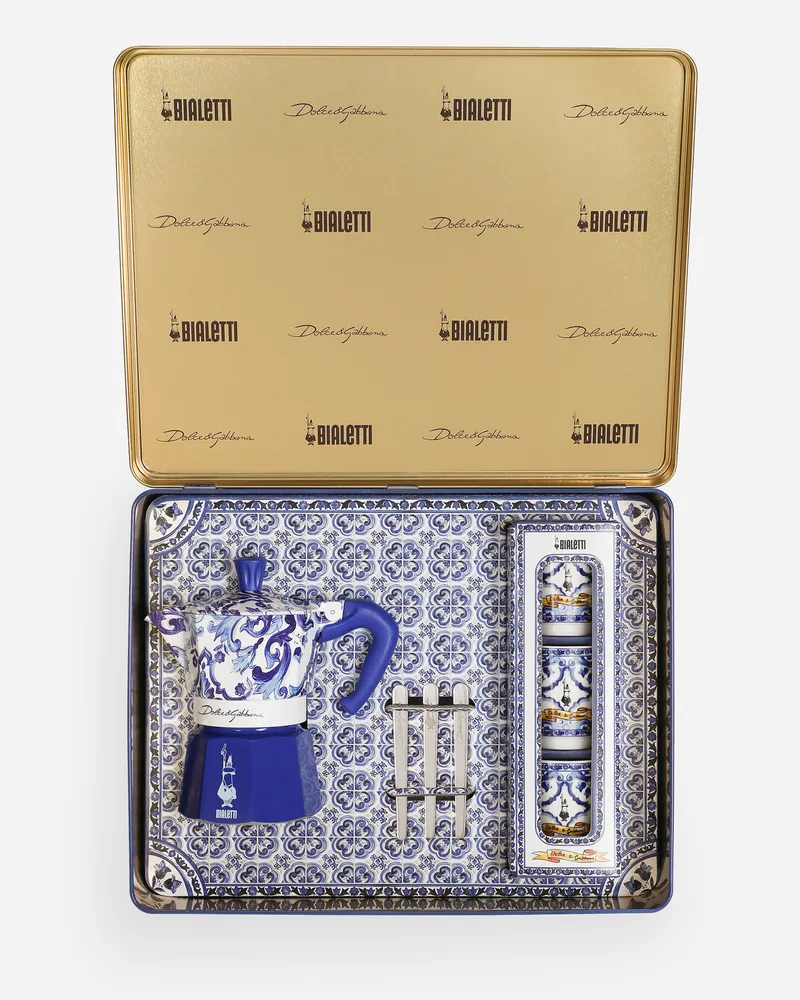 Dolce & Gabbana Box Mittelgroße Espressokanne + 3 Porzellanbecher & 3 Silberne Rührstäbchen Bialetti - Accessoires Mehrfarbig Mehrfarbig