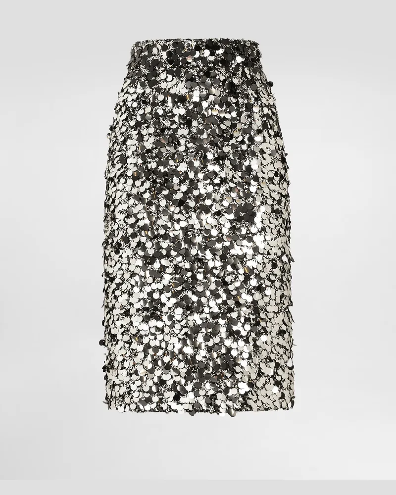 Dolce & Gabbana Paillettenrock In Midilänge - Frau Röcke Silber Silber
