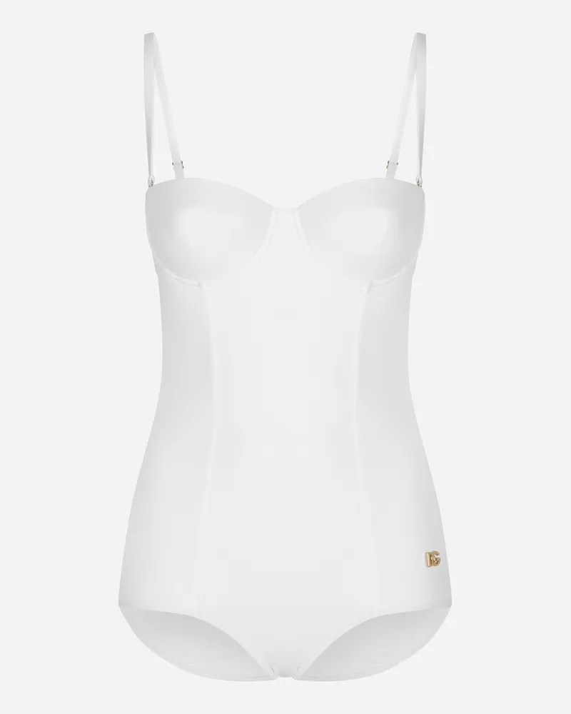Dolce & Gabbana Badeanzug Mit Balconette-oberteil - Frau Bademode Wei� Jersey Weiß