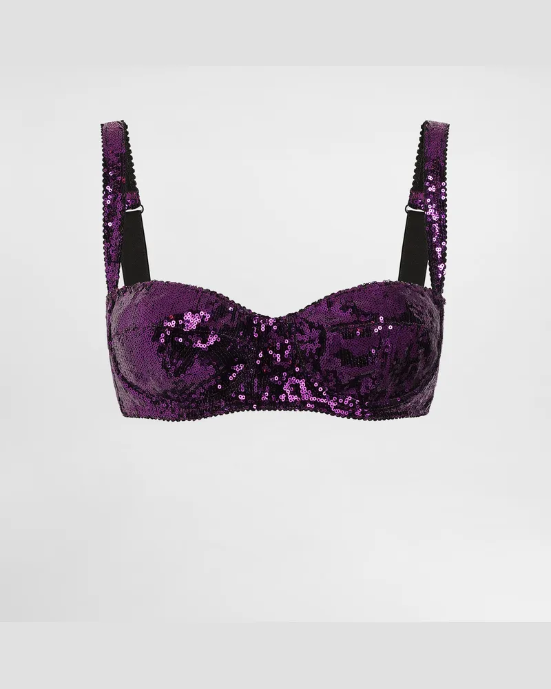 Dolce & Gabbana Balconette-bh Mit Mikropailletten-stickerei - Frau Unterwäsche Fuchsia Fuchsia