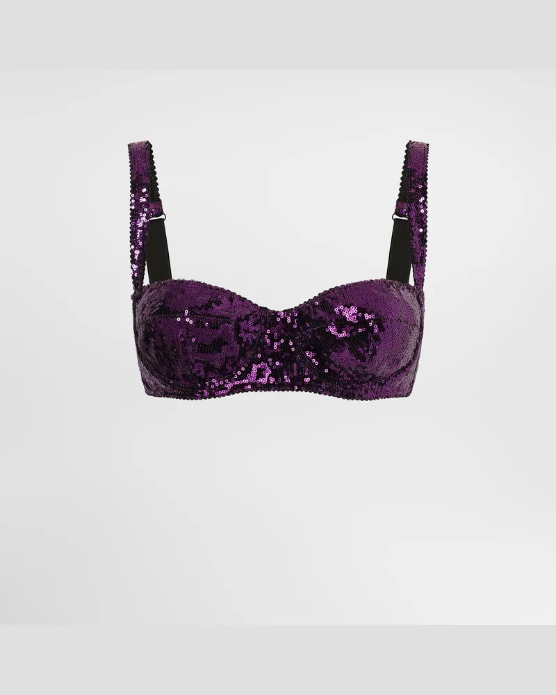 Dolce & Gabbana Balconette-bh Mit Mikropailletten-stickerei - Frau Unterwäsche Fuchsia Fuchsia