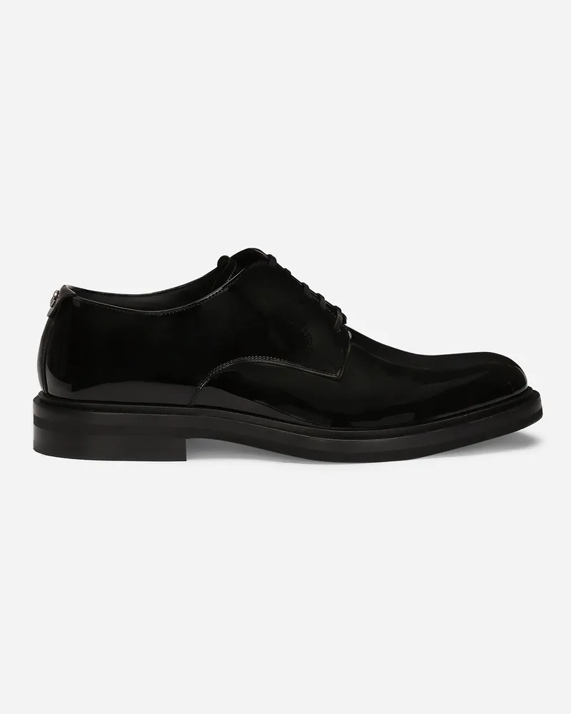 Dolce & Gabbana Derby Aus Lackleder - Mann Schnürschuhe Schwarz Leder Schwarz