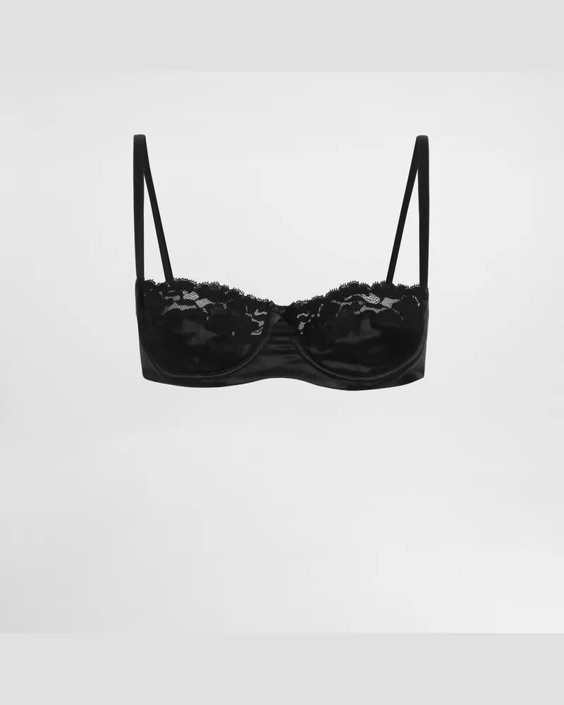 Dolce & Gabbana Balconette-bh Aus Satin Und Spitze - Frau Unterwäsche Schwarz Schwarz