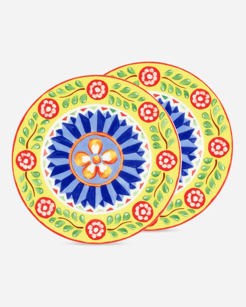 Dolce & Gabbana Set 2 Bread Plates In Fine Porcelain - Brotteller Mehrfarbig Mehrfarbig