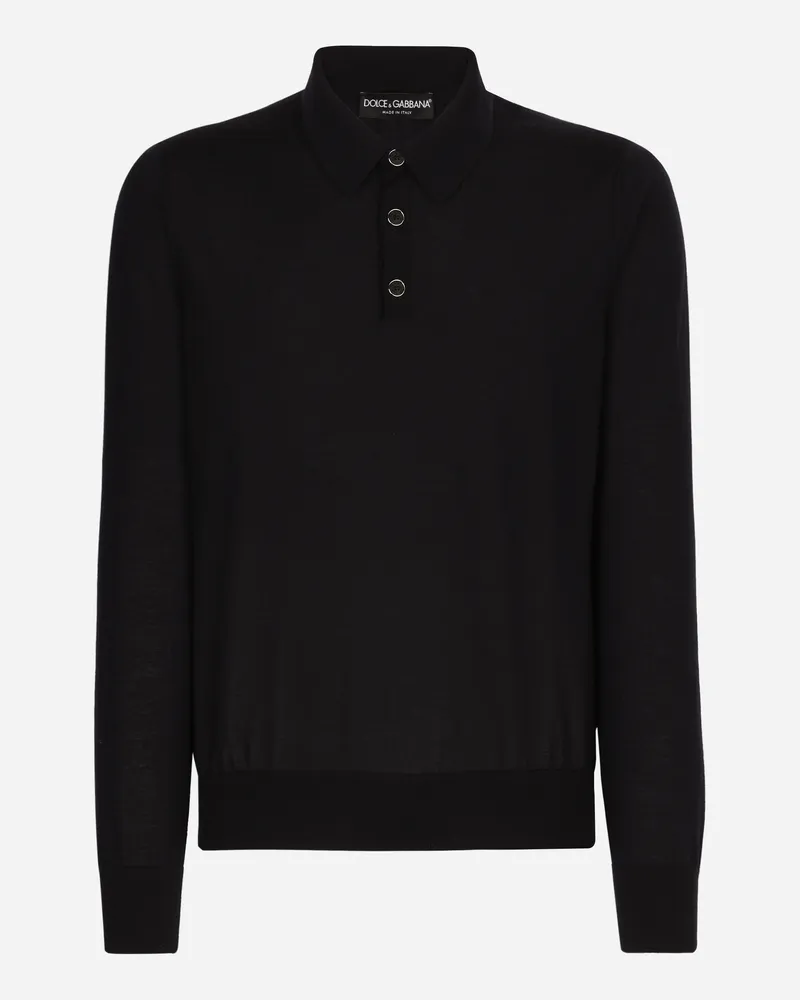 Dolce & Gabbana Poloshirt Aus Feinstem Kaschmir - Mann Strickwaren Blau Kaschmir Blau