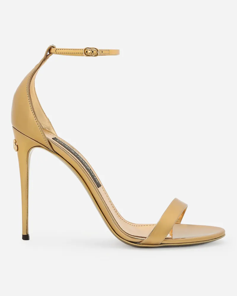 Dolce & Gabbana Sandalette Aus Kalbsleder In Spiegeloptik - Frau Sandalen Und Wedges Gold Leder Gold