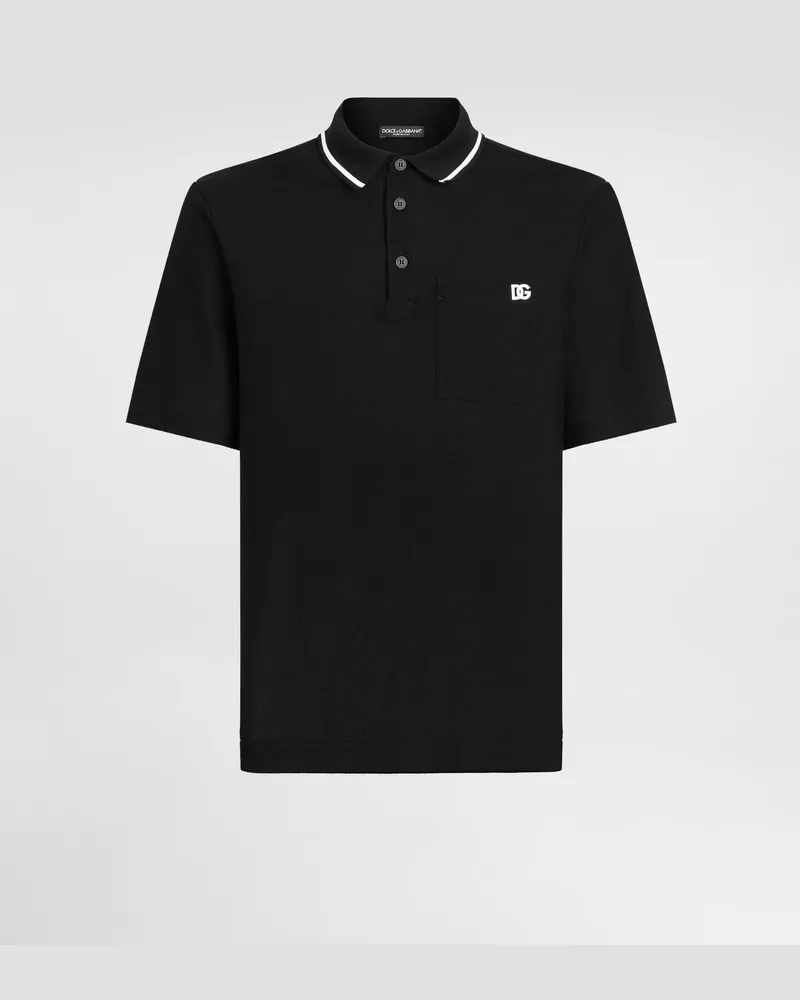 Dolce & Gabbana Poloshirt Aus Baumwollpiqué - Mann T-shirts Und Polos Schwarz Schwarz