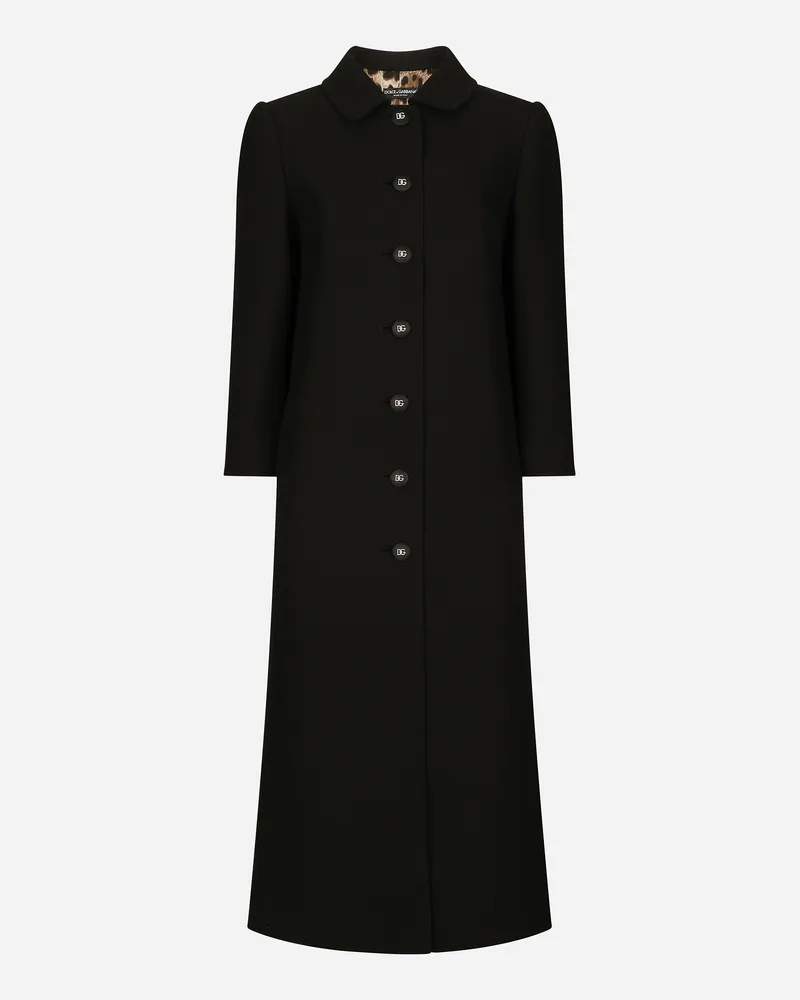 Dolce & Gabbana Mantel Aus Wolle In Leinwandbindung - Frau Mäntel Und Jacken Schwarz Schwarz