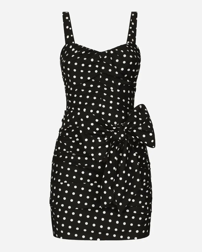Dolce & Gabbana Minikleid Mit Schleife Aus Baumwolle Punkteprint - Frau Kleider Drucken Drucken