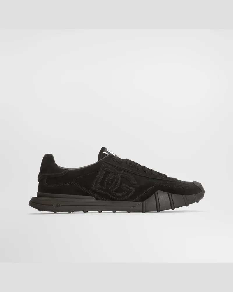 Dolce & Gabbana Sneaker Dg Athletic Aus Spaltleder - Mann Sneakers Schwarz Schwarz