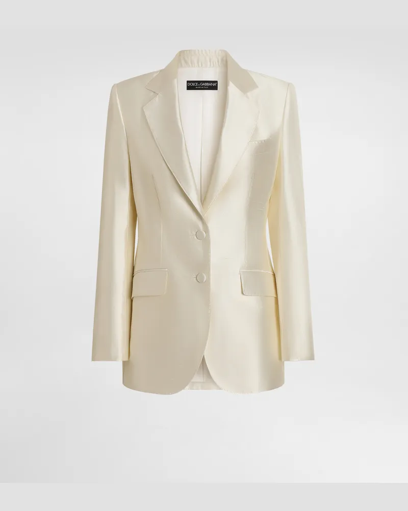 Dolce & Gabbana Einreihiger Blazer Aus Mikadoseide - Frau Blazer Wei� Seide Weiss