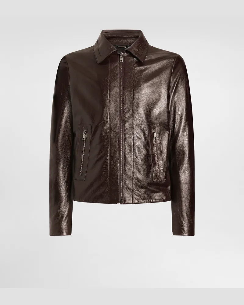 Dolce & Gabbana Jacke Aus Leder Mit Intarsien - Mann Mäntel Und Jacken Mehrfarbig Mehrfarbig