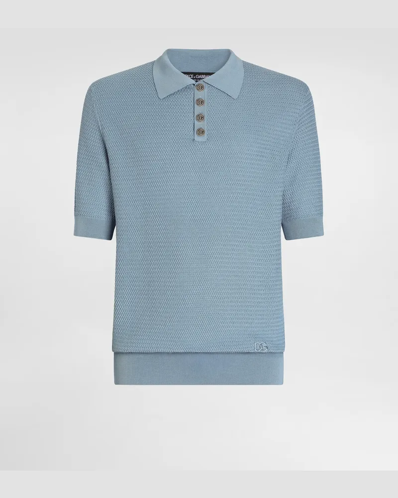 Dolce & Gabbana Poloshirt Aus Seide - Mann Strickwaren Azurblau Azurblau