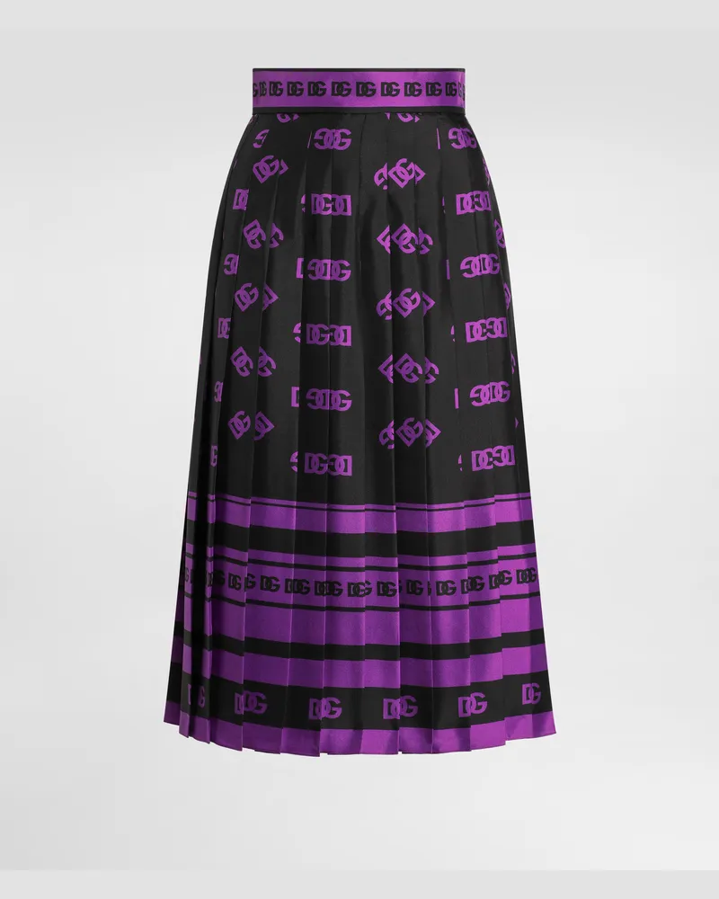 Dolce & Gabbana Dg Logo-print Long Pleated Silk Skirt - Frau Röcke Print Print