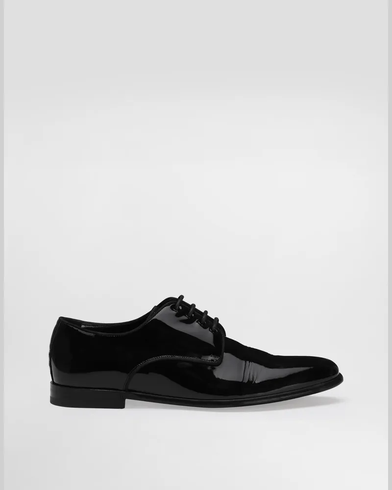 Dolce & Gabbana Derby Aus Lackleder - Frau Flat Schwarz Leder Schwarz
