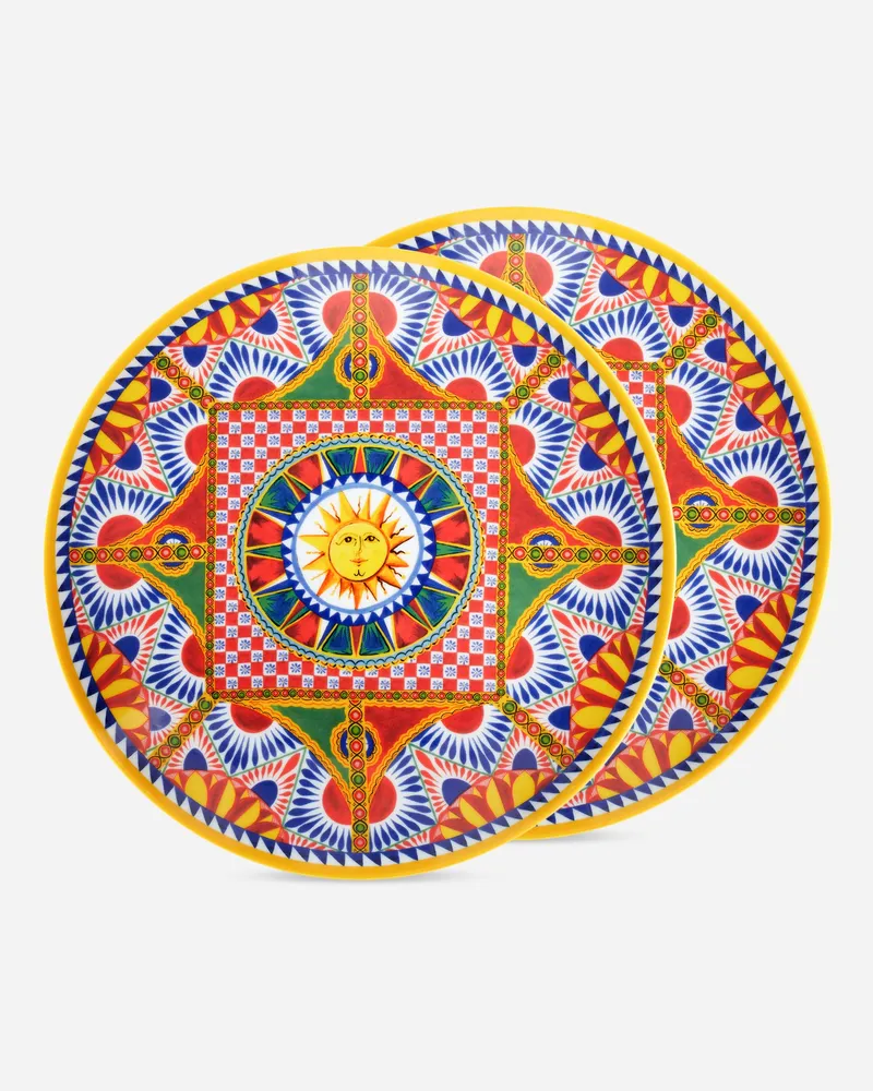 Dolce & Gabbana Set 2 Porcelain Dinner Plates - Flache Teller Mehrfarbig Mehrfarbig
