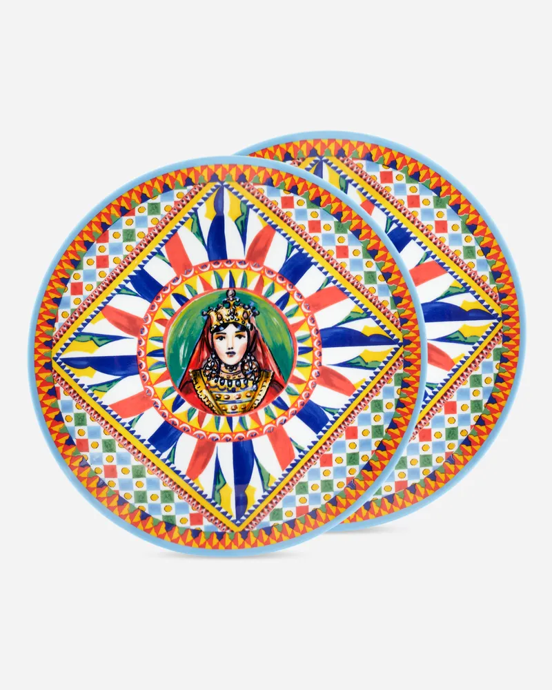 Dolce & Gabbana Set 2 Porcelain Dinner Plates - Flache Teller Mehrfarbig Mehrfarbig