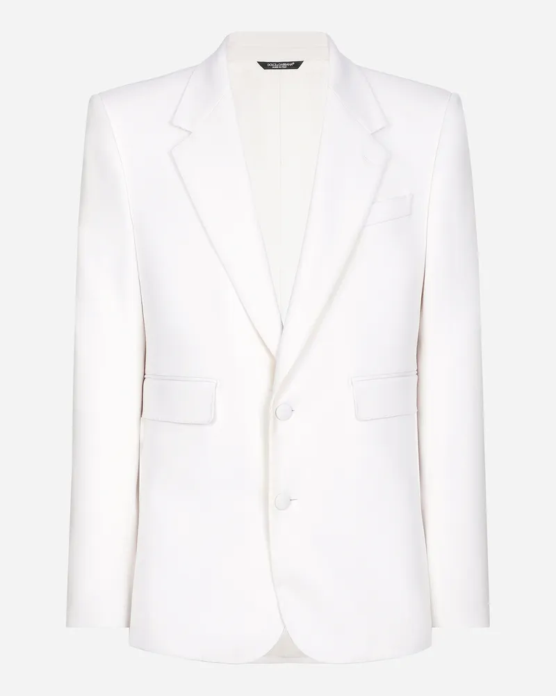 Dolce & Gabbana Einreihige Jacke Sicilia Aus Wollstretch - Mann Anzüge Und Blazer Wei White