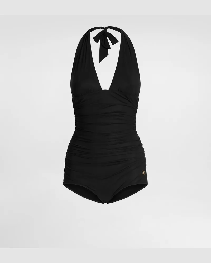 Dolce & Gabbana Ausgeschnittener Badeanzug - Frau Bademode Schwarz Jersey Schwarz