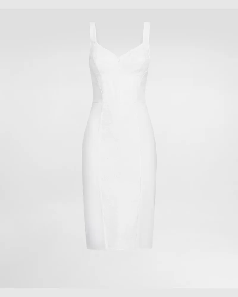 Dolce & Gabbana Sheath Dress In Elastic Fabric And Lace - Frau Kleider Wei White
