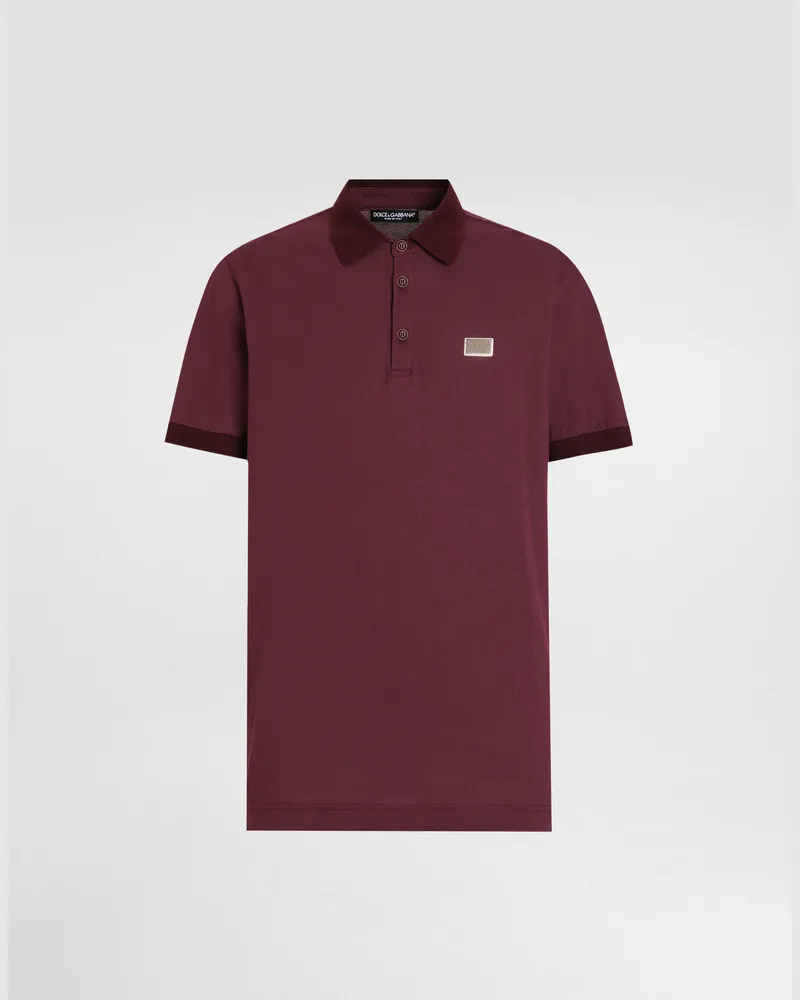 Dolce & Gabbana Poloshirt Aus Baumwolle Mit Logoplakette - Mann T-shirts Und Polos Burgunderrot Burgunderrot