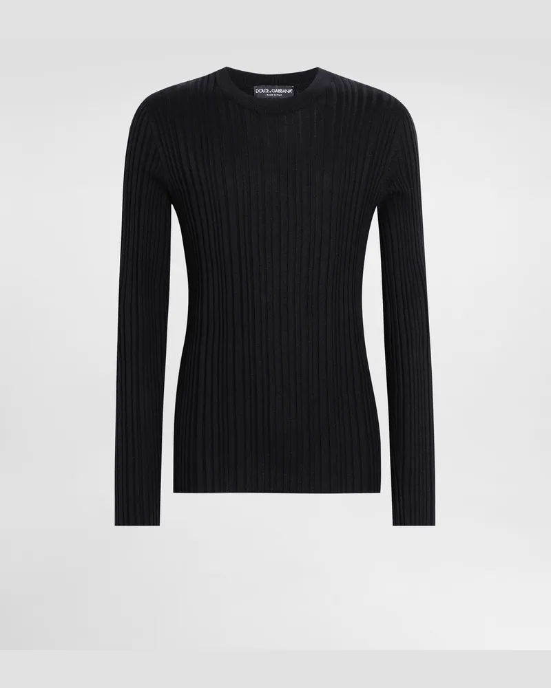 Dolce & Gabbana Silk And Cotton Pullover - Mann Strickwaren Schwarz Black