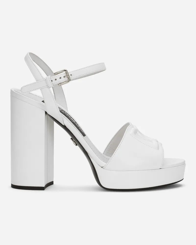 Dolce & Gabbana Plateau-sandalette Aus Kalbsleder - Frau Sandalen Und Wedges Wei� Leder Weiss