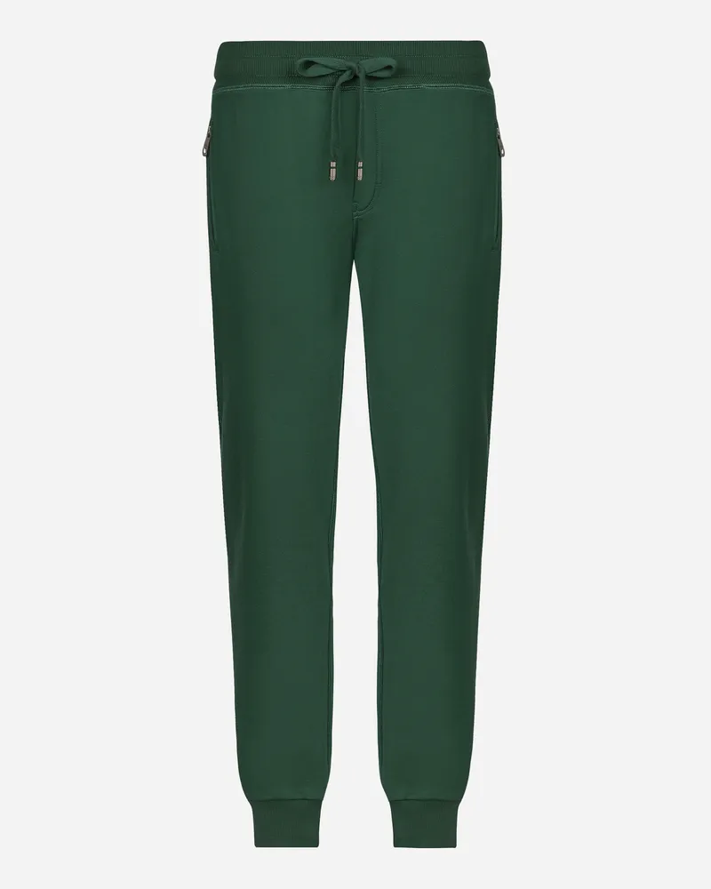 Dolce & Gabbana Jogginghose Aus Jersey Mit Logoplakette - Mann Hosen Und Shorts Gr�n Baumwolle Mehrfarbig