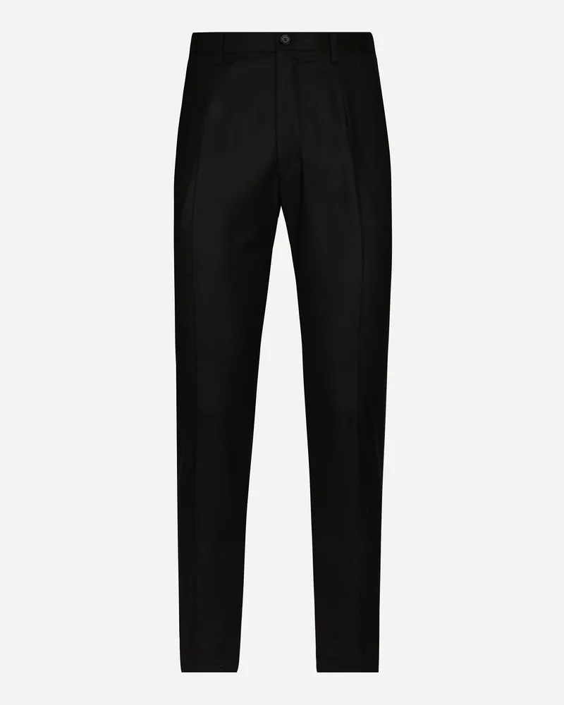Dolce & Gabbana Sartoriale Hose Aus Flanell - Mann Hosen Und Shorts Schwarz Schwarz