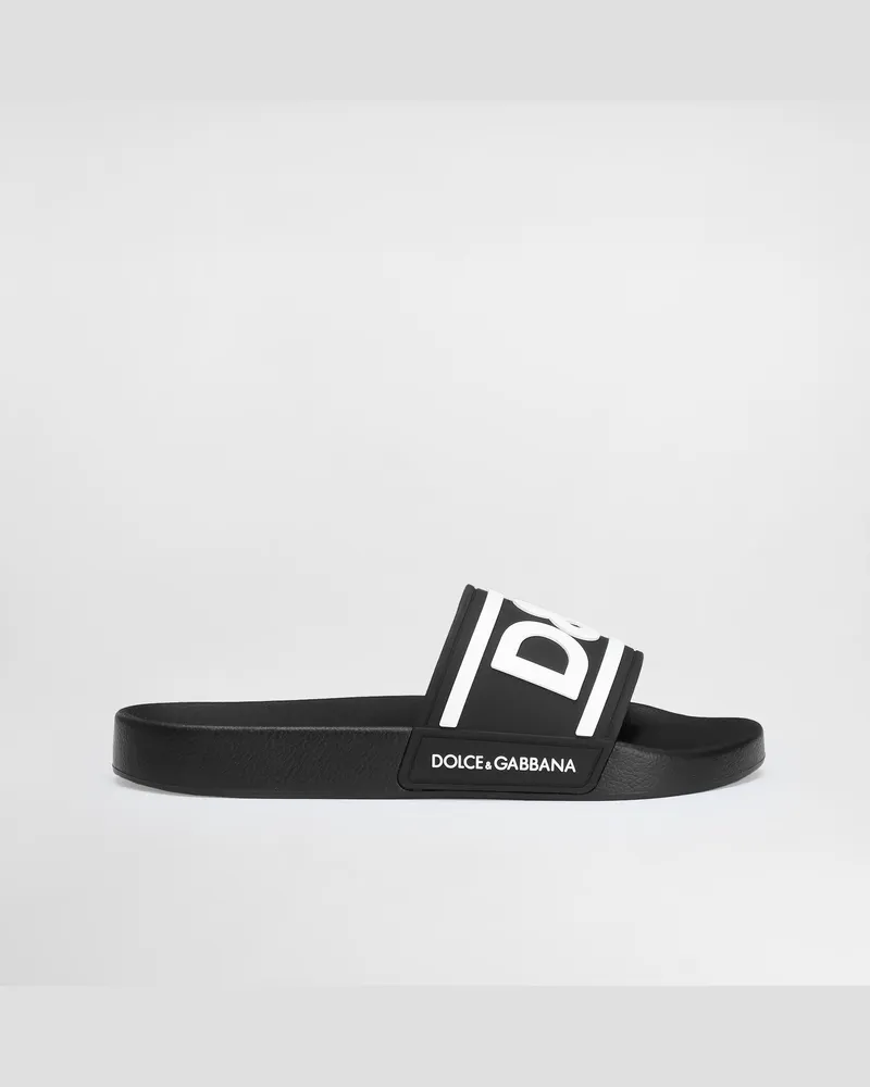 Dolce & Gabbana Badepantolette Aus Gummi Mit Dg-logo - Mann Sandalen Und Slides Mehrfarbig Gummi Mehrfarbig