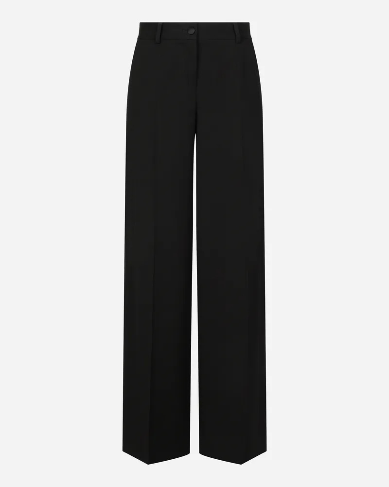 Dolce & Gabbana Ausgestellte Hose Aus Wollgabardine - Frau Hosen Und Shorts Schwarz Schwarz