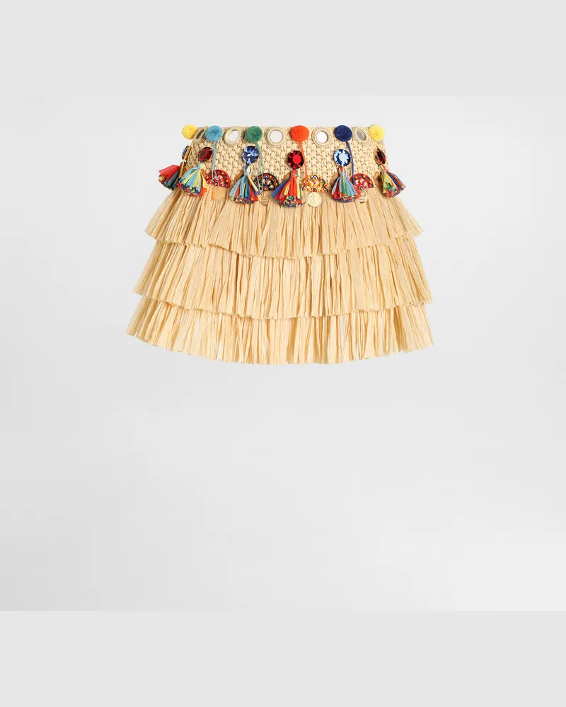 Dolce & Gabbana Minirock Aus Raffia Mit Applikationen - Frau Röcke Gelb Gelb
