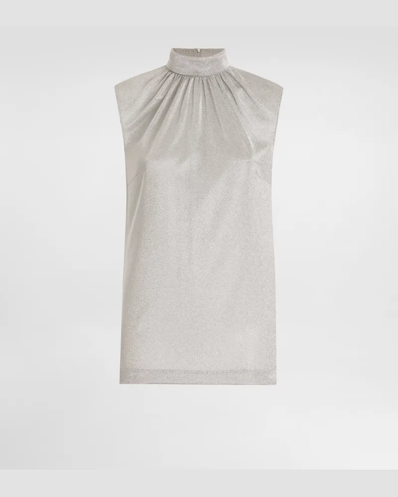 Dolce & Gabbana Lamé Jersey Top - Frau Collection Silber Silver