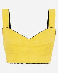 Dolce & Gabbana Bustier-Top aus Jacquard DG-Logo allover Gelb