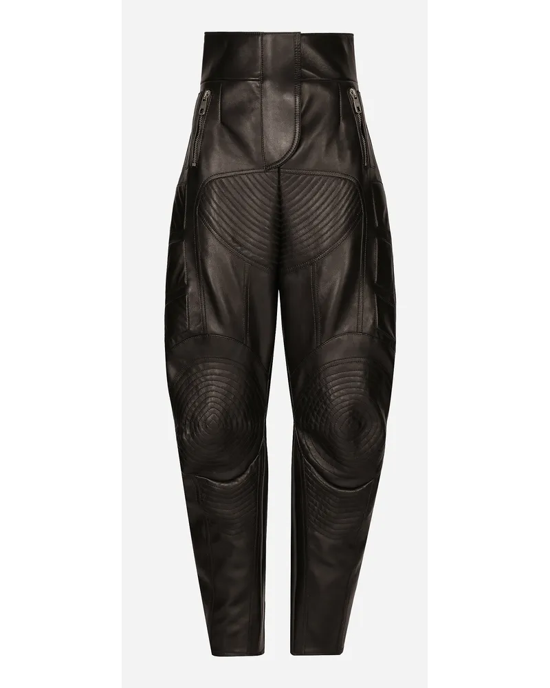 Dolce & Gabbana Bikerhose mit hohem Bund aus Leder Schwarz