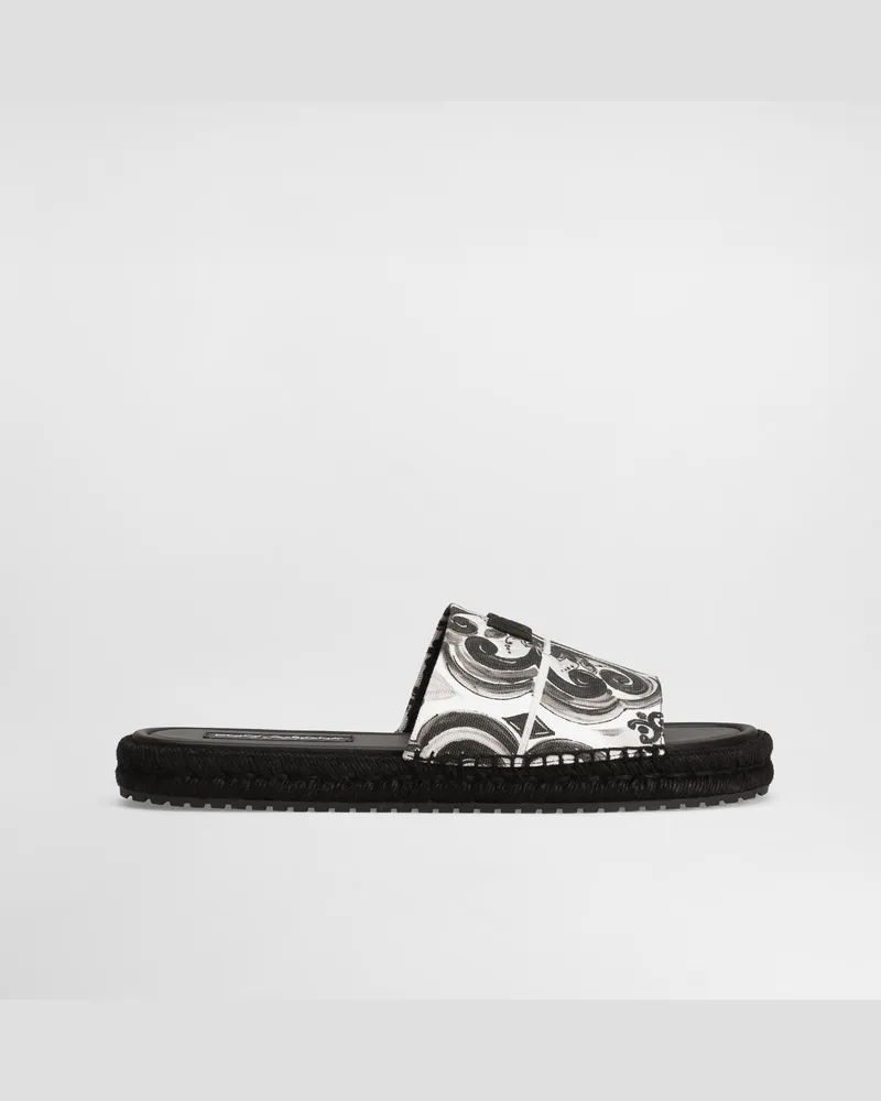 Dolce & Gabbana Espadrille-sandale Aus Canvas Mit Muschelprint - Mann Sandalen Und Slides Mehrfarbig Mehrfarbig