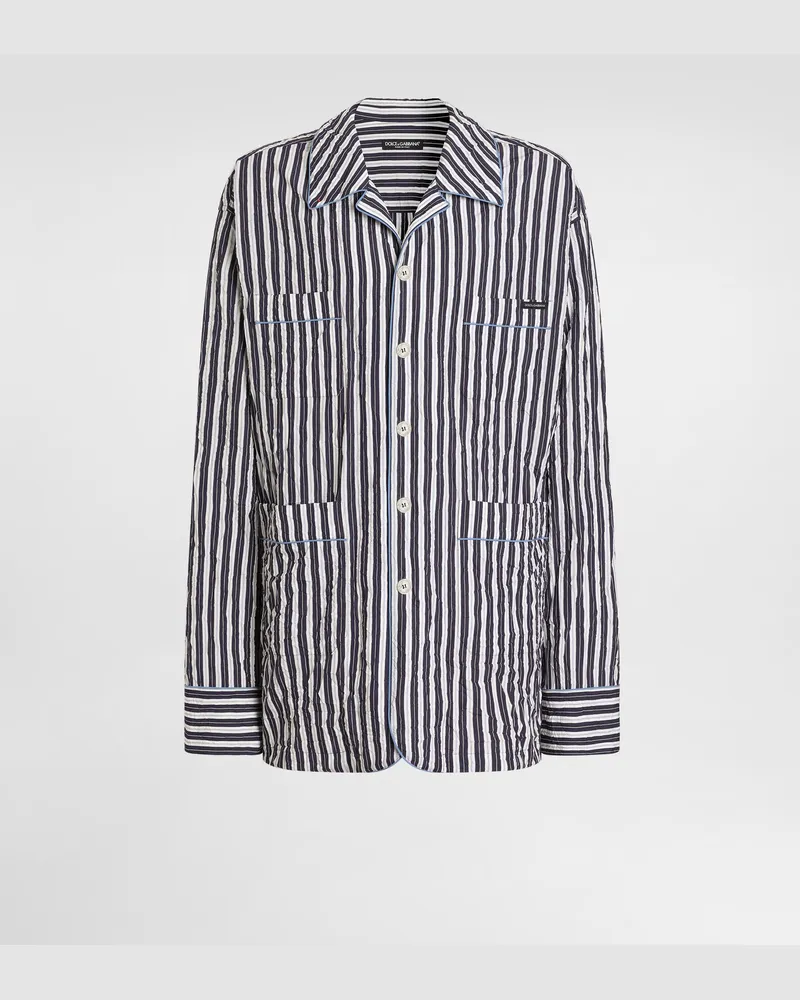 Dolce & Gabbana Crinkled Striped Vanity Shirt - Mann Hemden Mehrfarbig Multicolor
