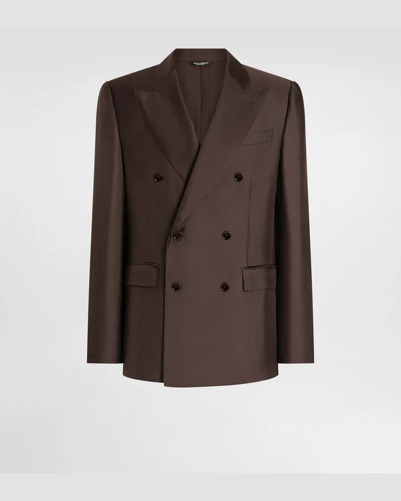 Dolce & Gabbana Sicilia Light Double-breasted Silk Twill Jacket - Mann Anzüge Und Blazer Braun Brown