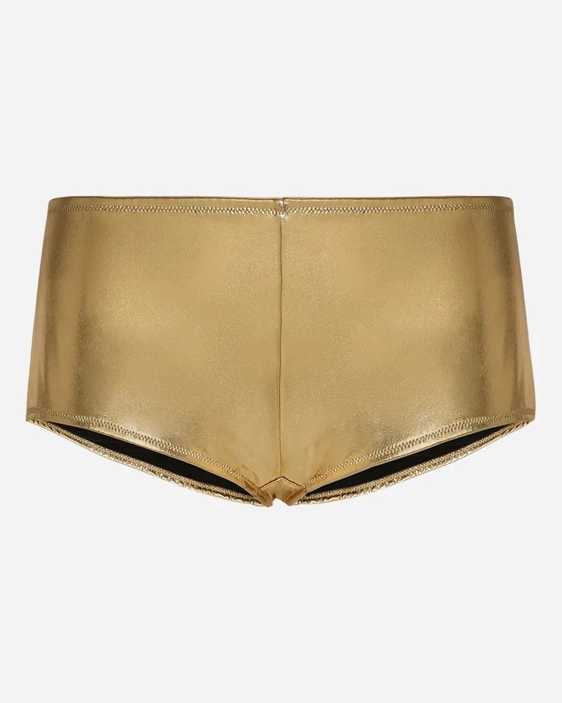 Dolce & Gabbana Panty Mit Niedrigem Bund Aus Metallic-jersey - Frau Hosen Und Shorts Gold Jersey Gold