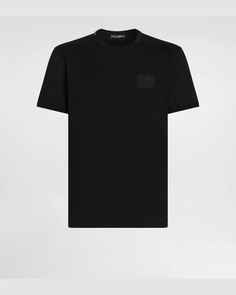 Dolce & Gabbana Cotton T-shirt With Patch - Mann T-shirts Und Polos Schwarz Black