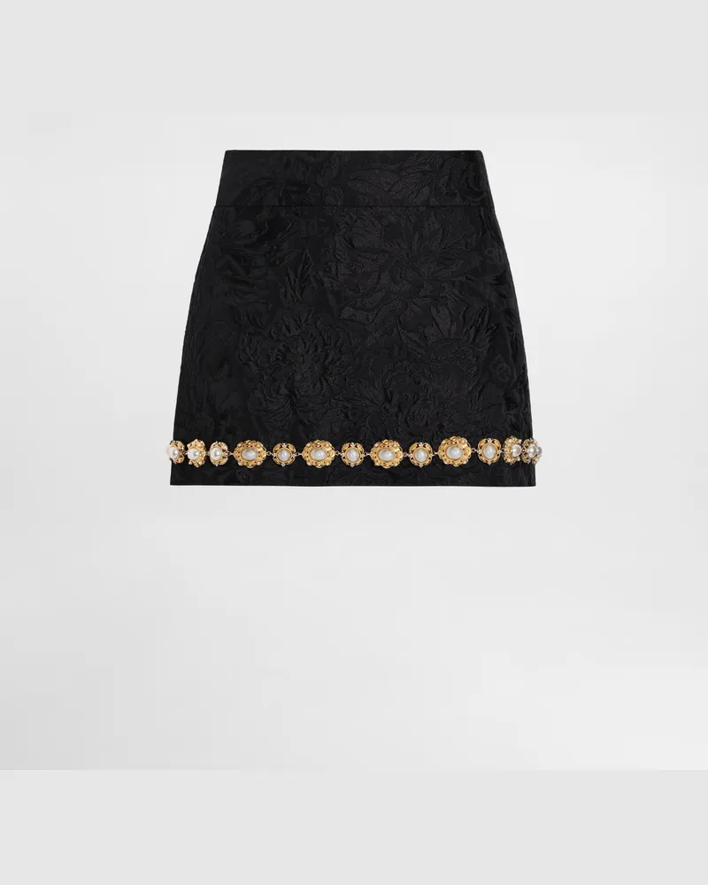 Dolce & Gabbana Minirock Aus Brokat - Frau Röcke Schwarz Schwarz