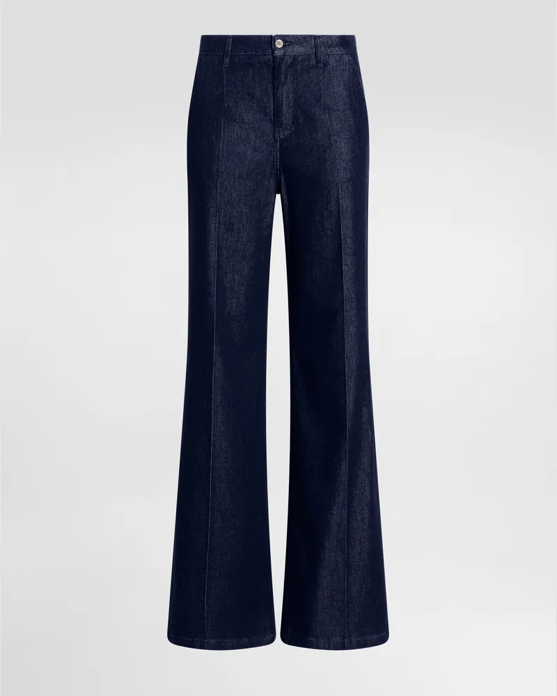 Dolce & Gabbana Silk Denim Palazzo Pants - Frau Denim Mehrfarbig Multicolor