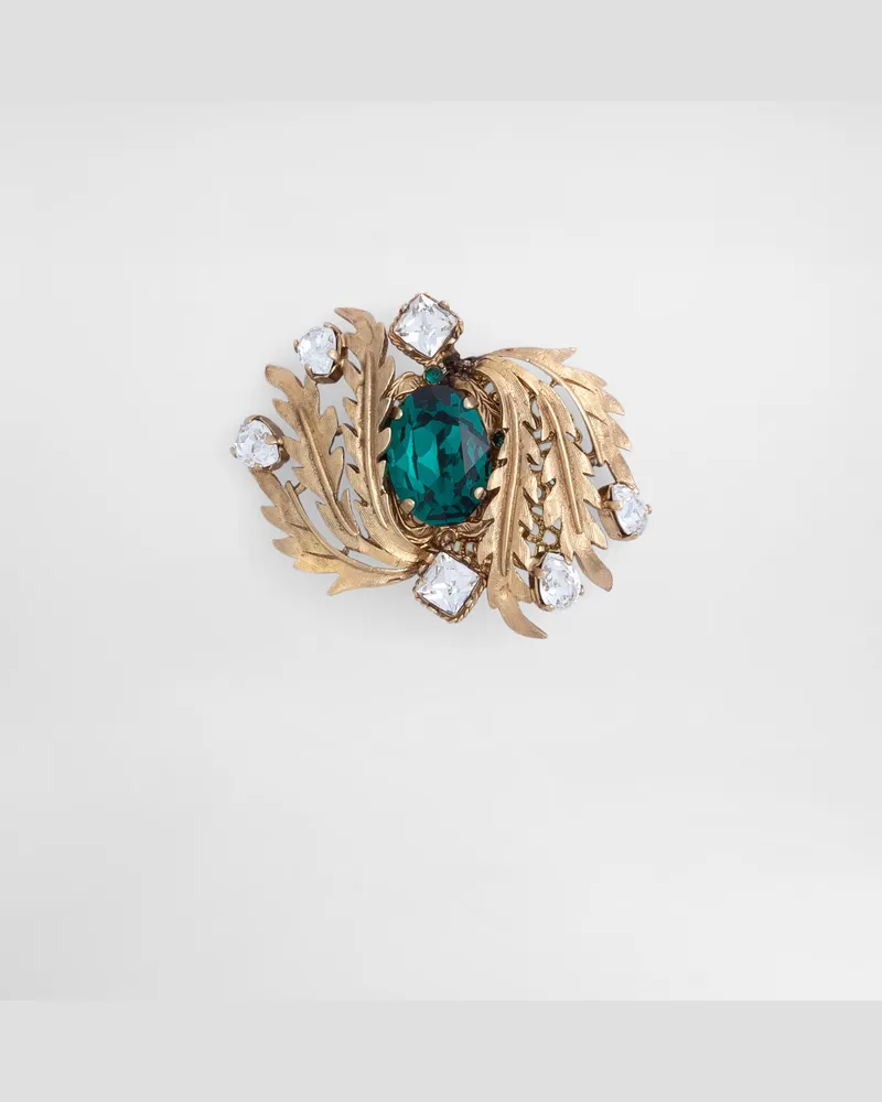 Dolce & Gabbana Leaf Brooch With Rhinestones - Mann Bijoux Gold Metall Gold