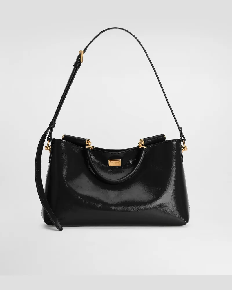 Dolce & Gabbana Vittoria Calfskin Handbag - Frau Collection Schwarz Black