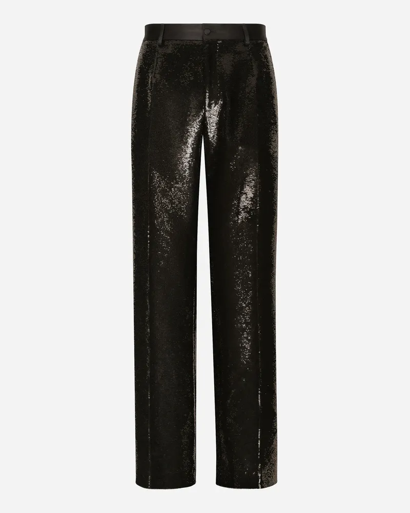 Dolce & Gabbana Paillettenhose Mit Geradem Bein - Mann Hosen Und Shorts Schwarz Pailletten Schwarz
